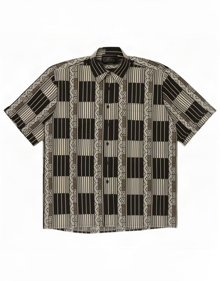 Mustang Camisa de manga corta para hombre grande negra geométrica