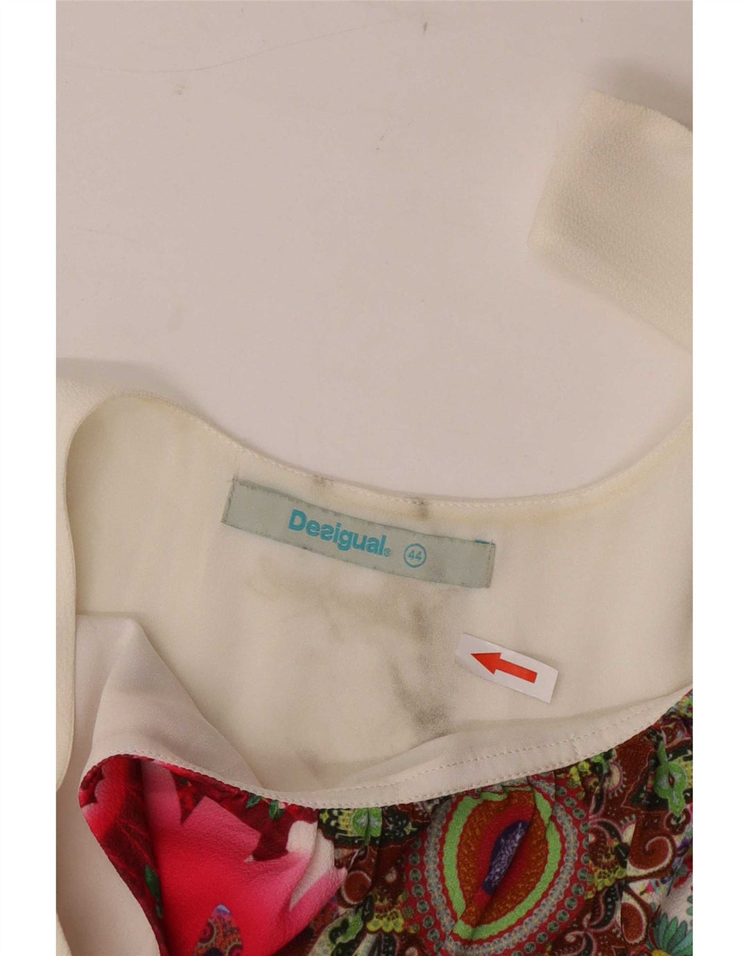 Desigual Top Túnica Sin Mangas para Mujer EU 44 XL Poliéster Floral Blanco