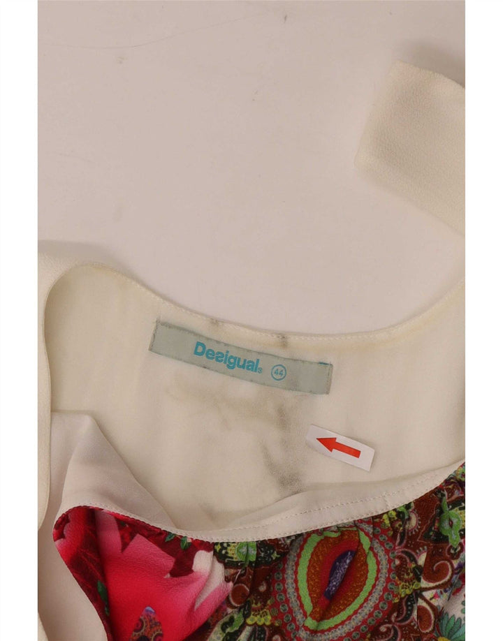 Desigual Top Túnica Sin Mangas para Mujer EU 44 XL Poliéster Floral Blanco