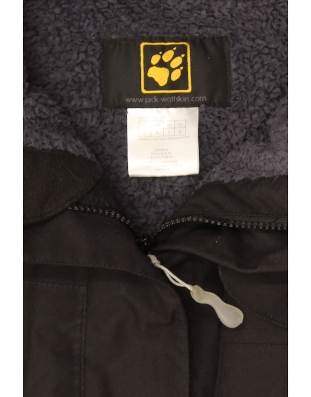 Jack Wolfskin Abrigo cortavientos con capucha para mujer UK 46 Grande Poliéster negro