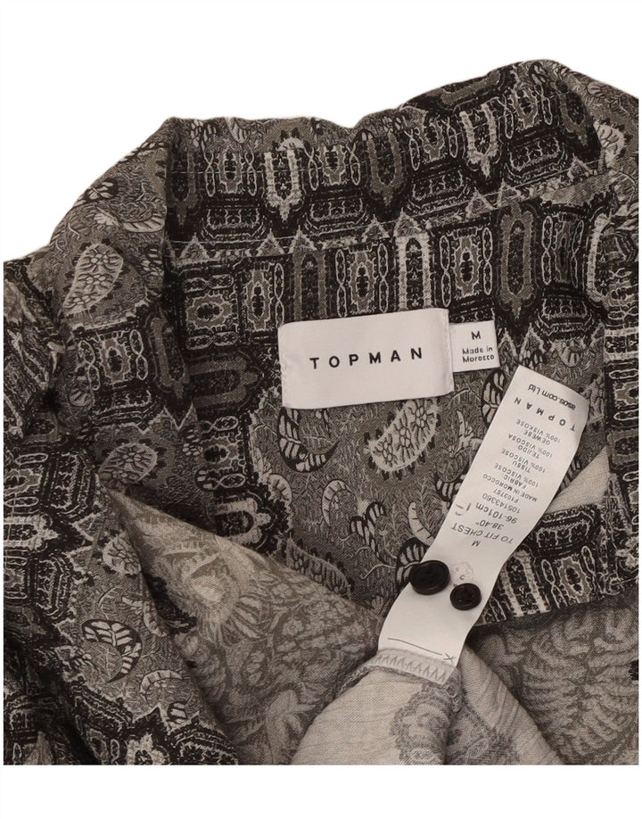 Camisa Hombre TOPMAN Viscosa Paisley Gris Medio