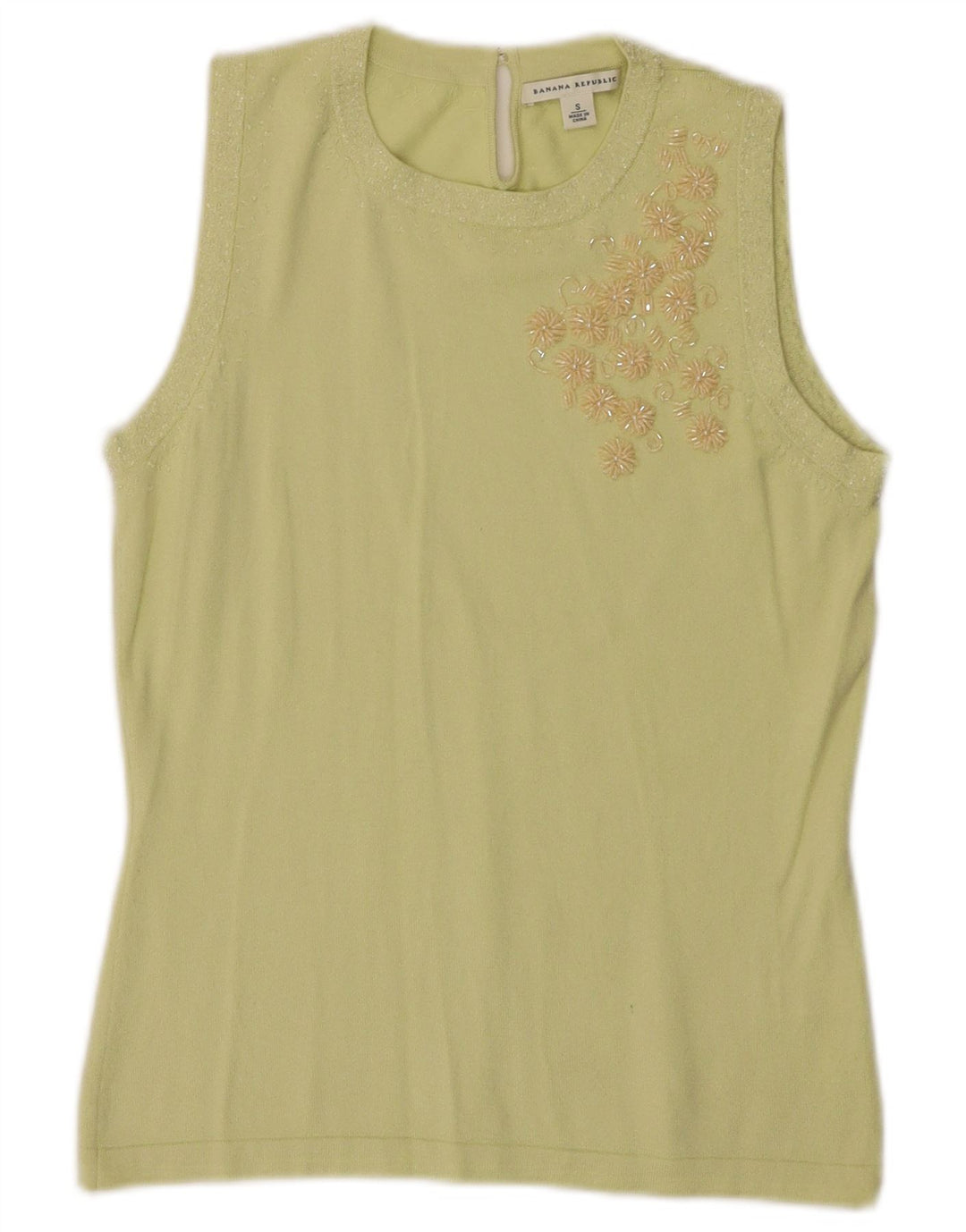 BANANA REPUBLIC Top sin mangas para mujer UK 10 Small Green Silk