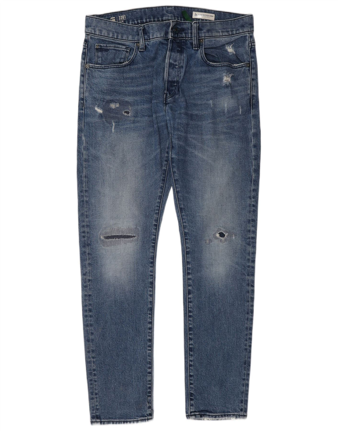 G-Star Hombre 3301 Vaqueros Slim Desgastados W33 L32 Algodón Azul