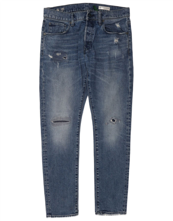 G-Star Hombre 3301 Vaqueros Slim Desgastados W33 L32 Algodón Azul