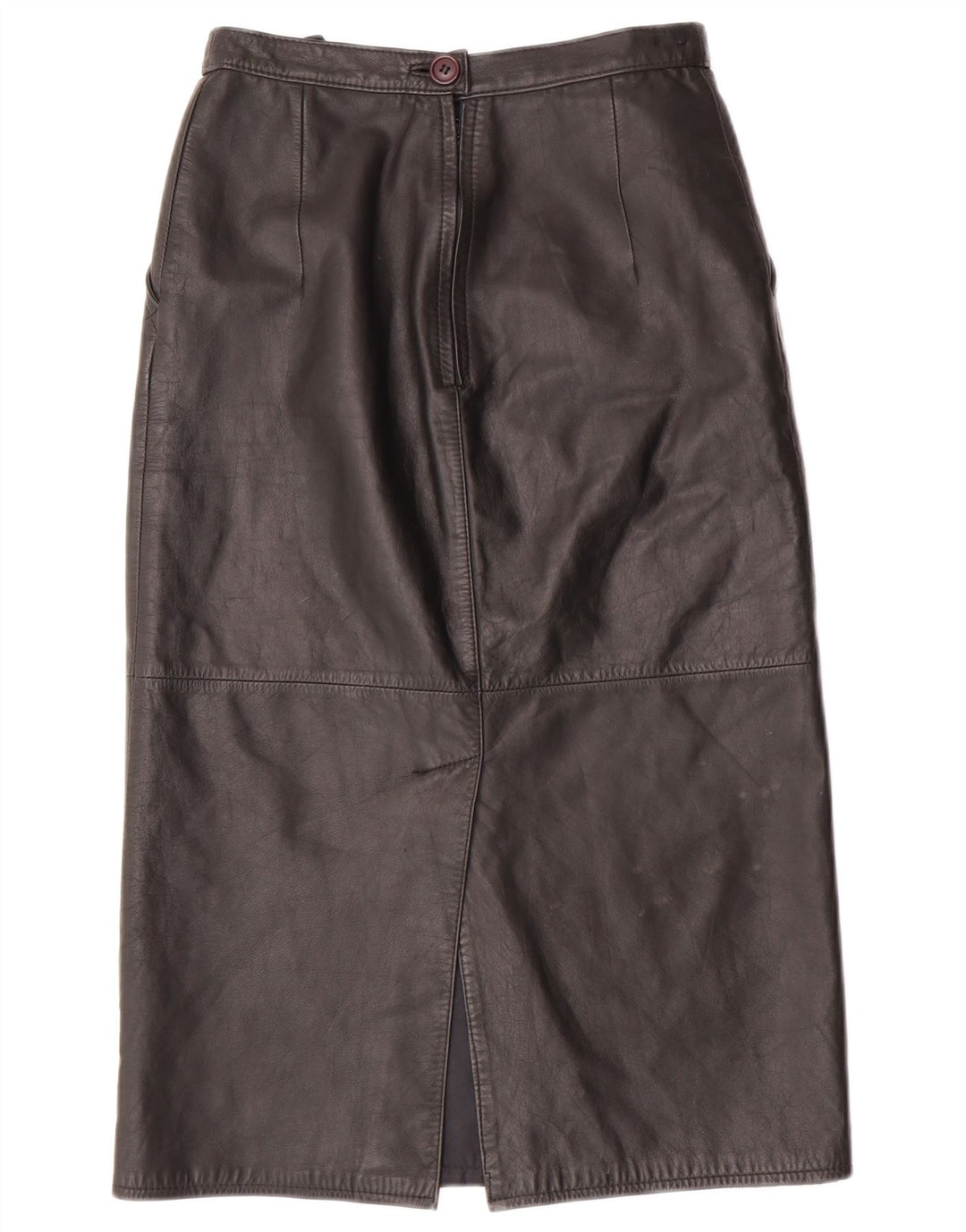 CHALICE Falda de cuero de cintura alta para mujer UK 8 Small W24 Cuero negro