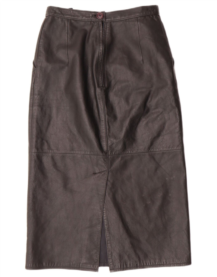 CHALICE Falda de cuero de cintura alta para mujer UK 8 Small W24 Cuero negro