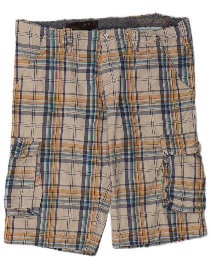Marlboro Classics Pantalones cortos cargo para hombre W34 Algodón a cuadros multicolor grande