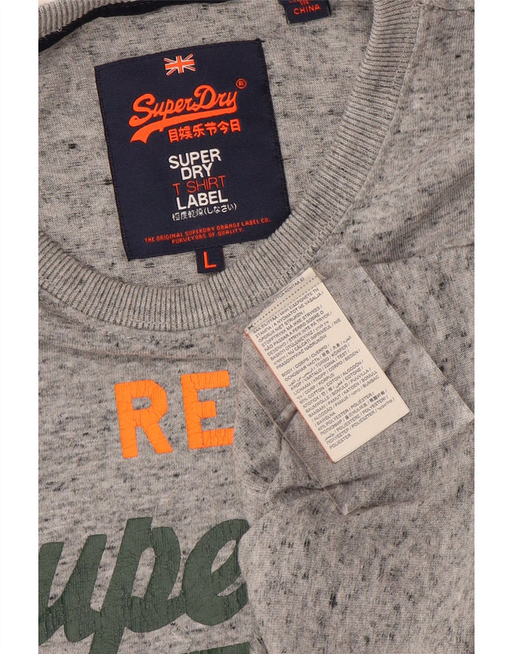 Superdry Camiseta con gráfico para hombre, talla grande, de algodón moteado en gris
