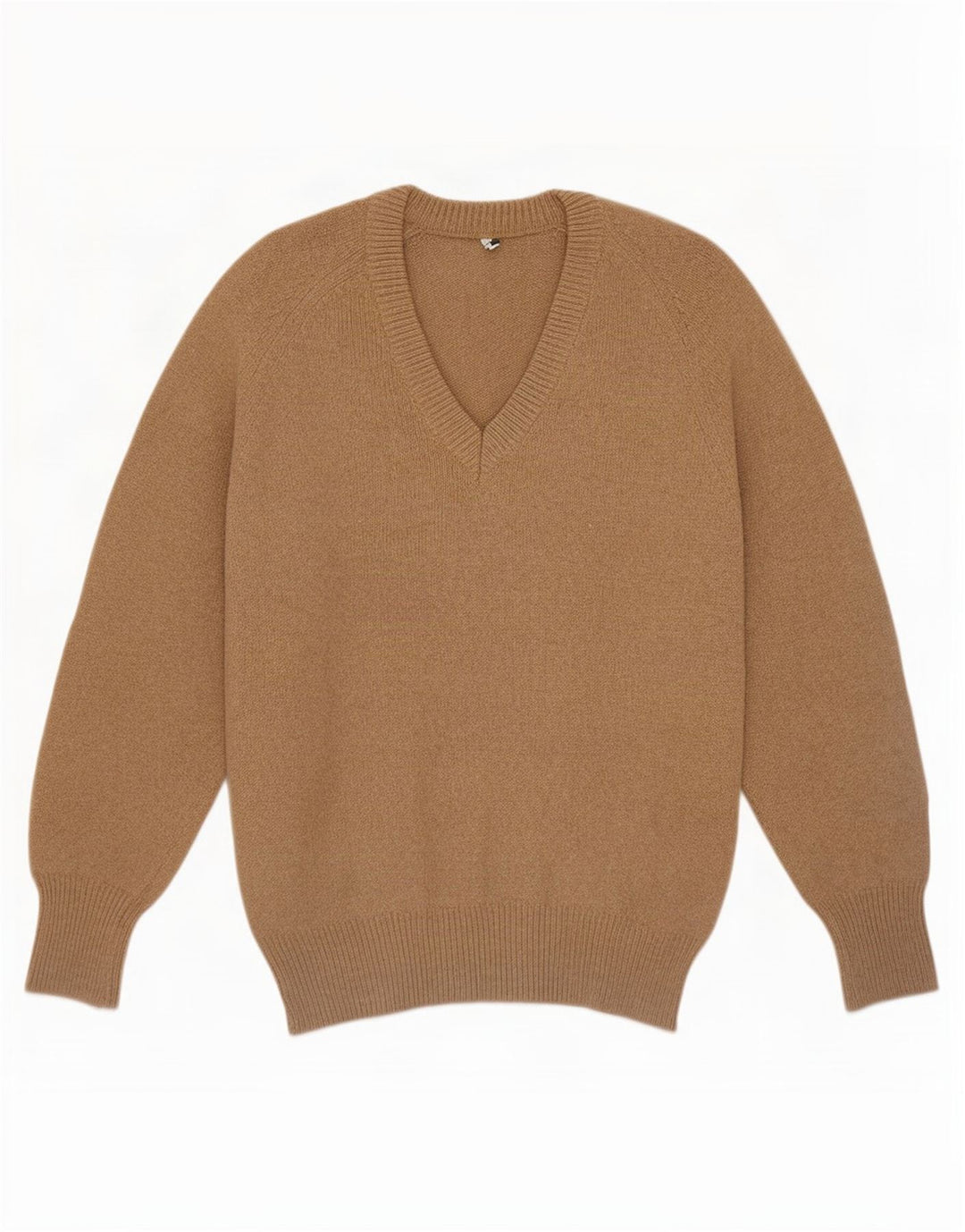Vintage hombres V-cuello jumper suéter IT 52 marrón grande