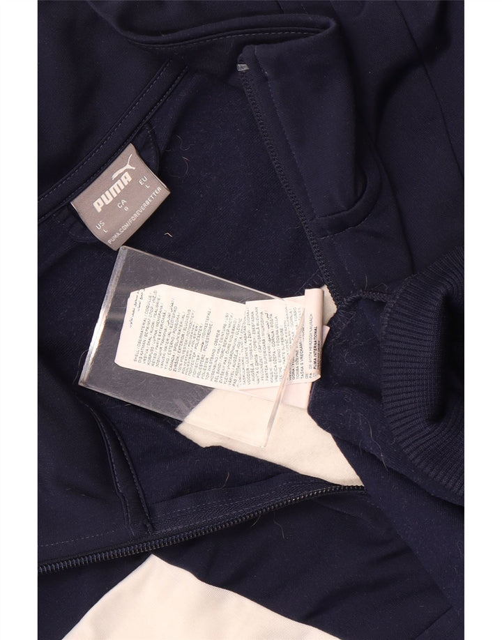 Puma Chaqueta de chándal para hombre, talla grande, poliéster con bloques de color azul marino