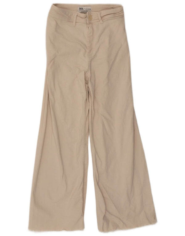 Zara Vaqueros Rectos The Marine para Mujer EU 38 NSmall W28 L28 Algodón Beige