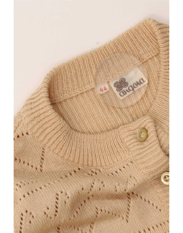 Vintage mujer Cardigan suéter IT 44 Medio Beige Angora