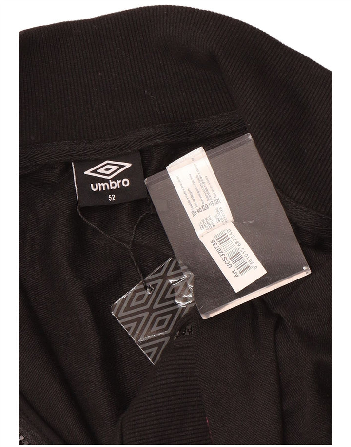 Umbro Hombre Chándal Top Chaqueta IT 52 Grande Algodón Negro