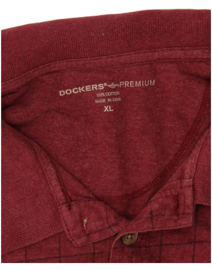 Dockers Polo Hombre XL Granate Cuadros Algodón