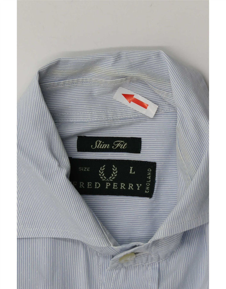 Fred Perry Camisa Slim Fit Para Hombre De Algodón Con Rayas Azules Grandes