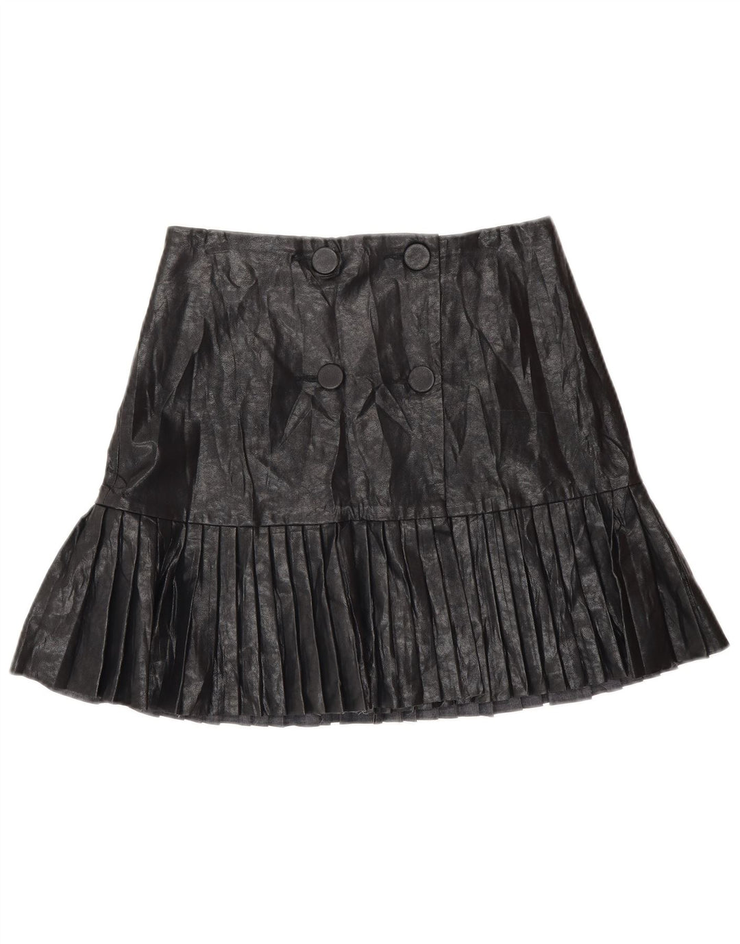 Zara Mujer Falda Cruzada De Piel Sintética Pequeña W26 Negro