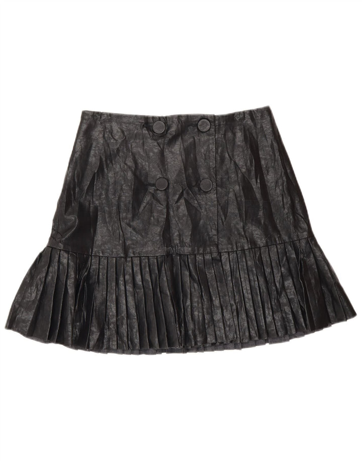 Zara Mujer Falda Cruzada De Piel Sintética Pequeña W26 Negro