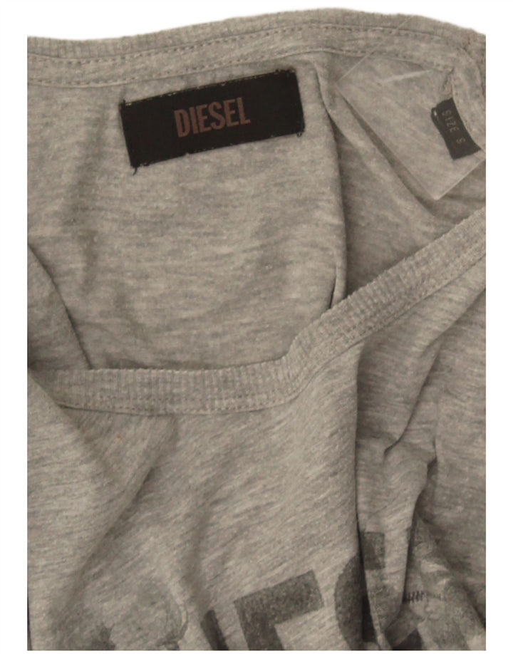 Diesel Mujer Camiseta Gráfica Top UK 8 Small Gris