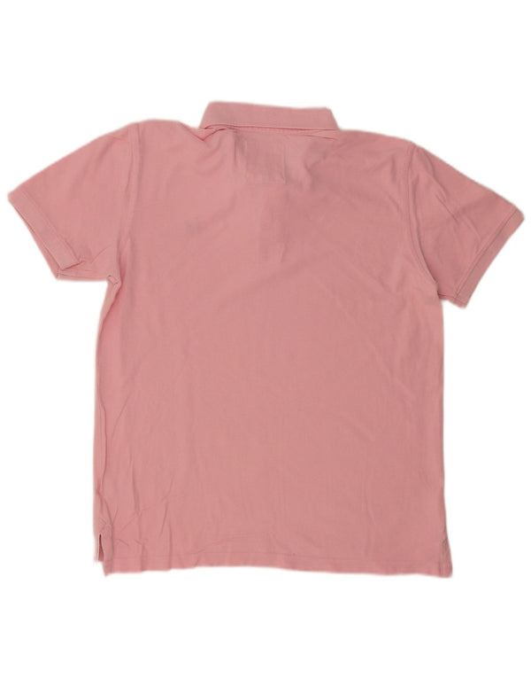 CREW CLOTHING Polo para hombre pequeño de algodón rosa