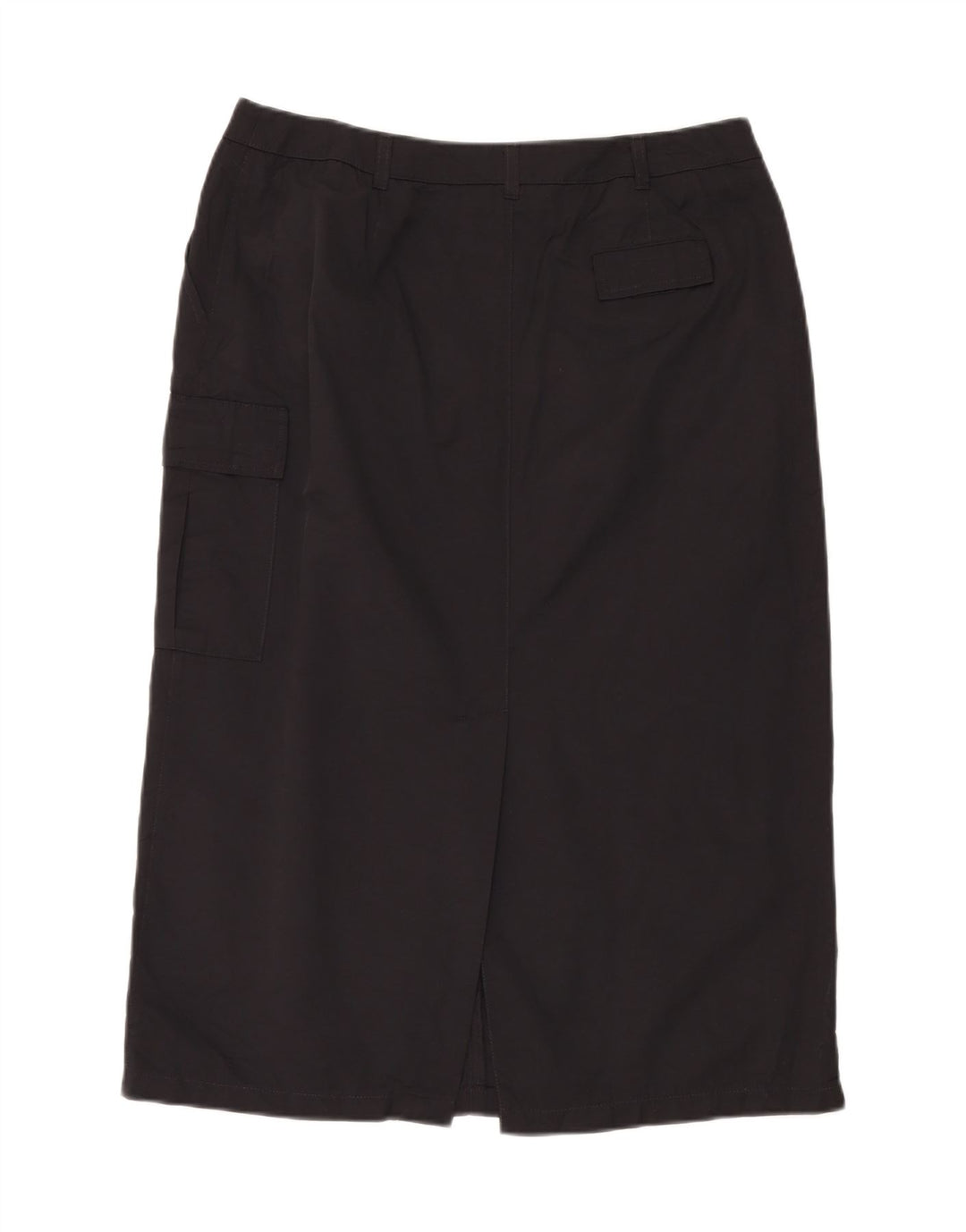 Vintage mujer Midi Cargo Falda W34 Grande Negro