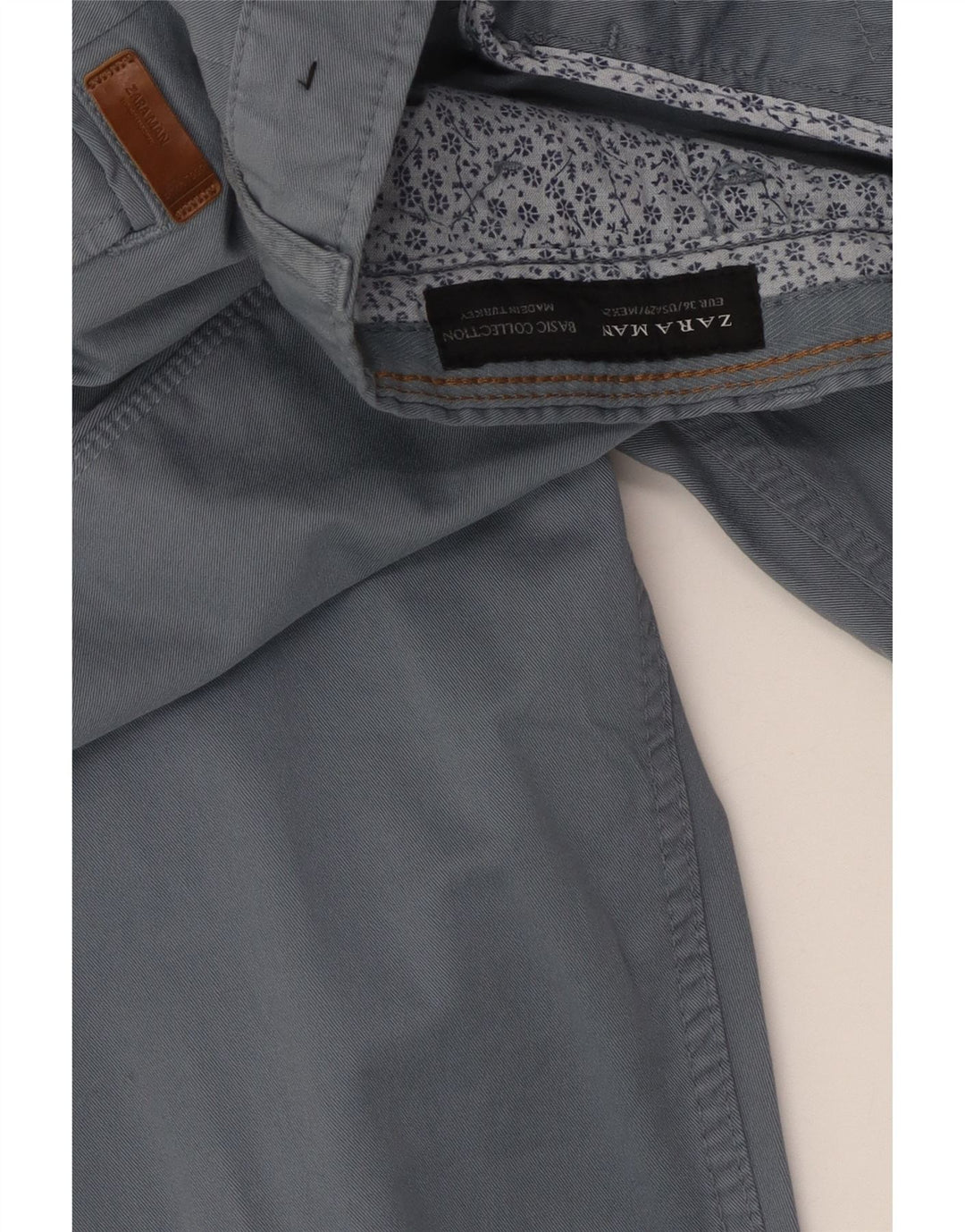 ZARA Hombre Pantalón Chino Slim EU 36 XS W29 L31 Algodón Azul