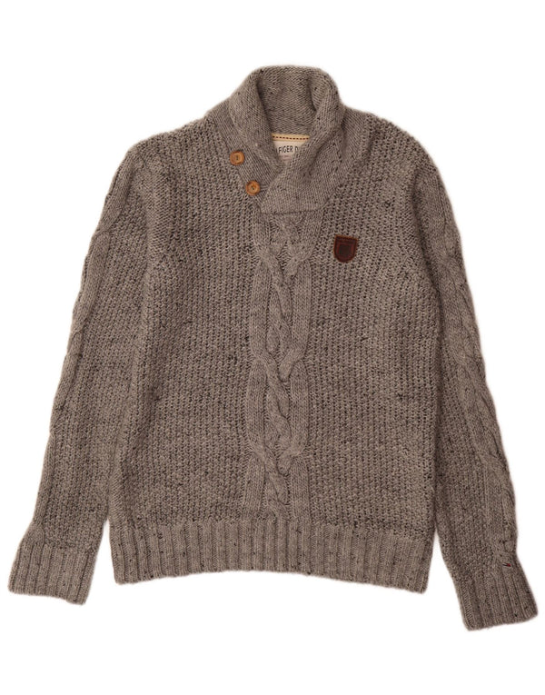 Tommy Hilfiger Suéter con cuello tipo chal para hombre Acrílico gris medio