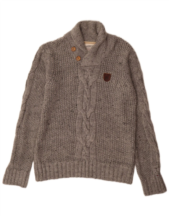 Tommy Hilfiger Suéter con cuello tipo chal para hombre Acrílico gris medio