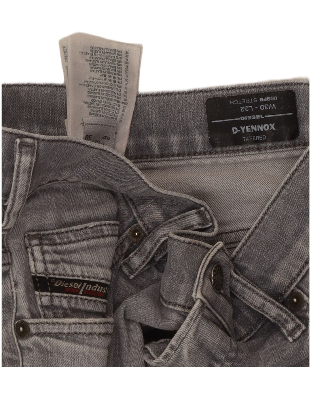 DIESEL Vaqueros cónicos D-Yennox para hombre W30 L32 Algodón gris