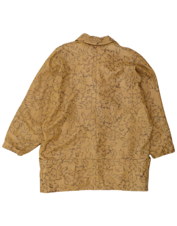 VINTAGE Abrigo de cuero de gran tamaño para mujer EU 44 XL Beige Floral