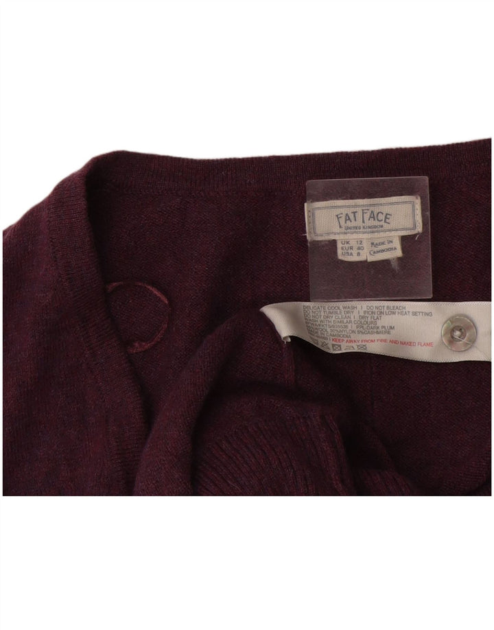 Suéter tipo cárdigan para mujer Fat Face UK 12 Lana mediana color burdeos