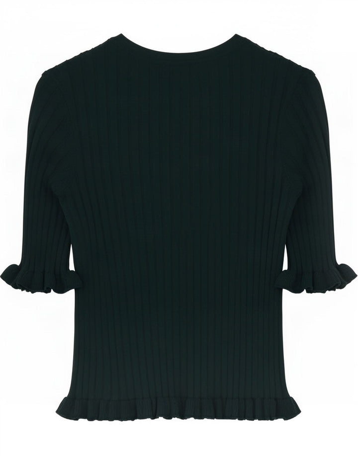 Zara Mujer Blusa Corta Top UK 8 Small Viscosa Verde
