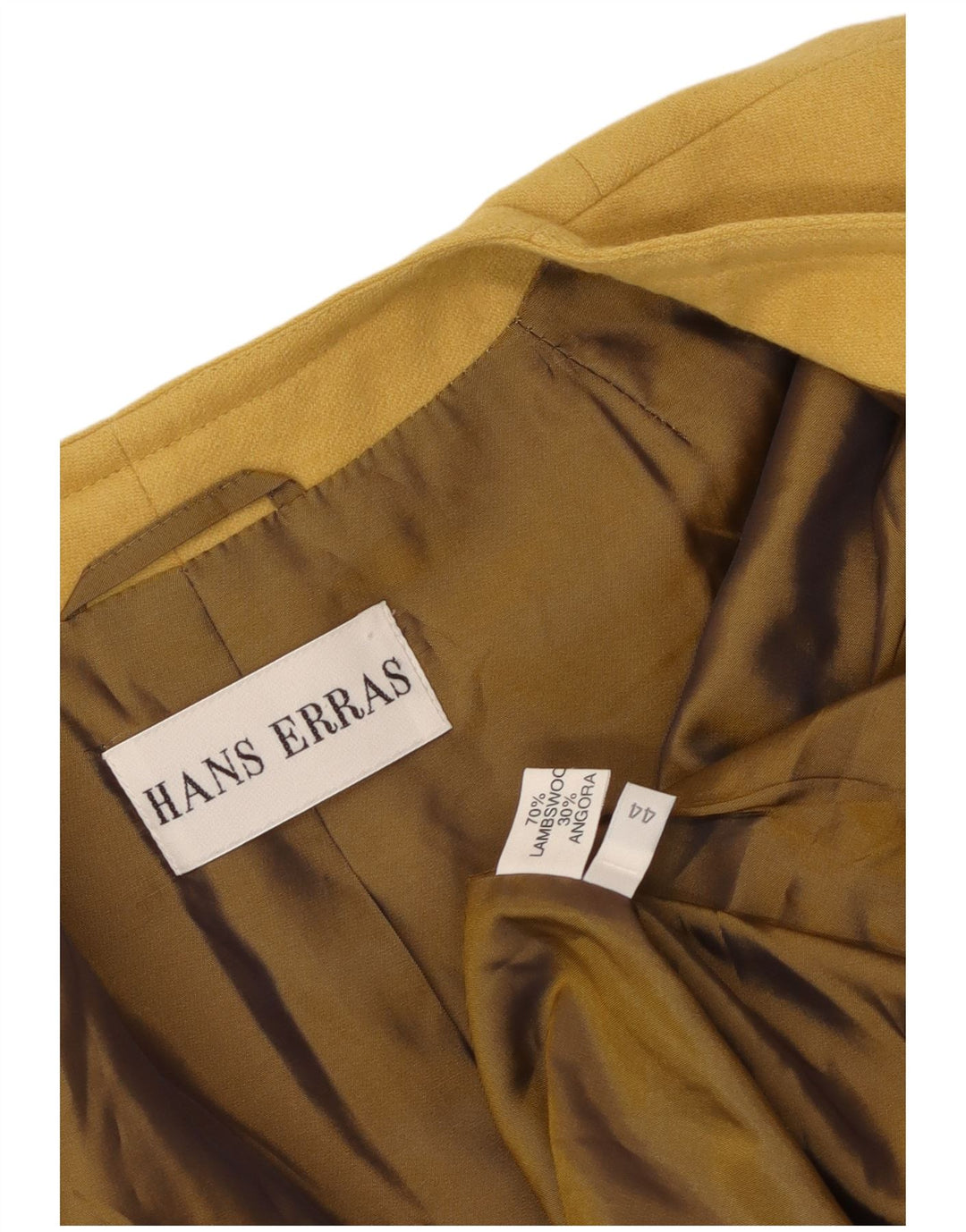 Vintage mujer 1 botón Blazer chaqueta IT 44 lana de cordero amarilla media