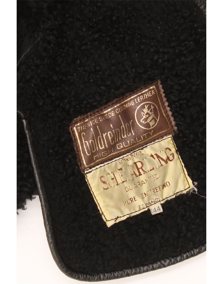 Vintage mujer shearling abrigo IT 44 medio negro patchwork shearling