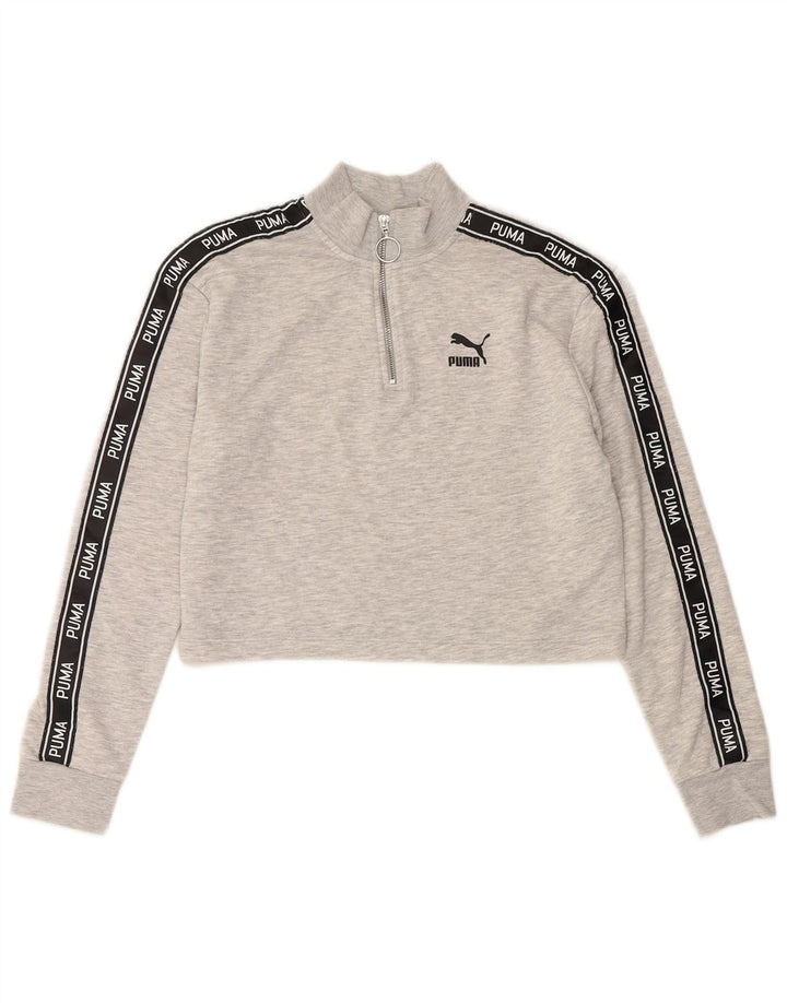 PUMA Sudadera corta para mujer, jersey, UK 12, color gris medio