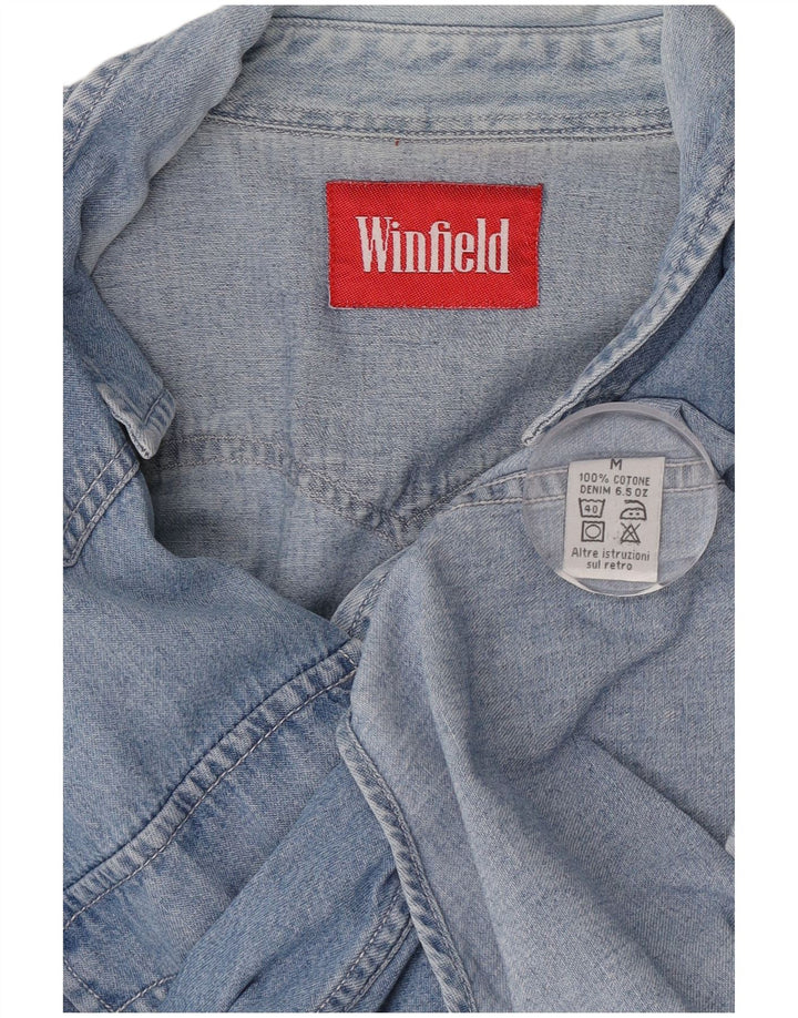 Camisa vaquera vintage para hombre Algodón azul medio