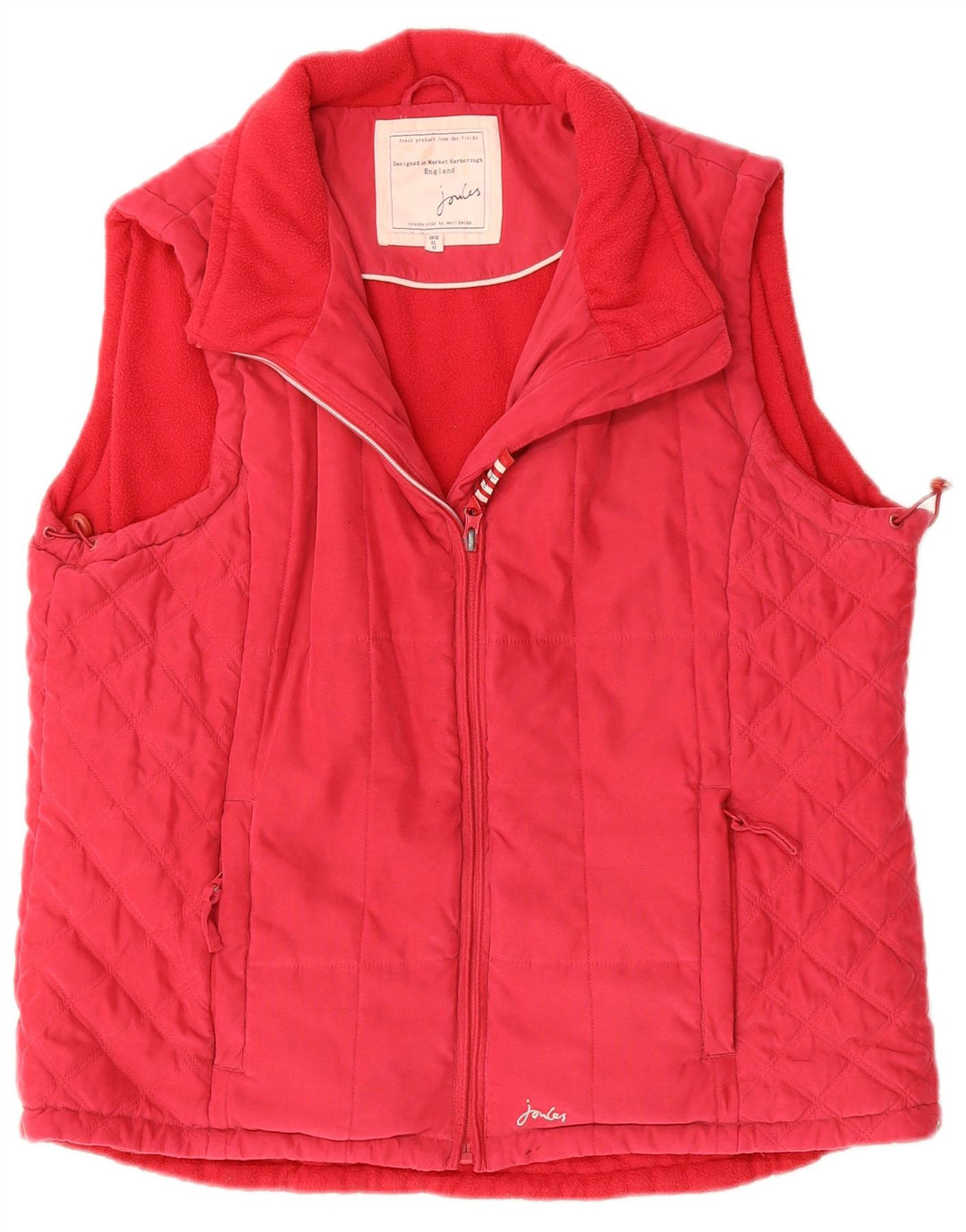 JOULES Womens Quilted Gilet UK 16 Large  Red Polyester