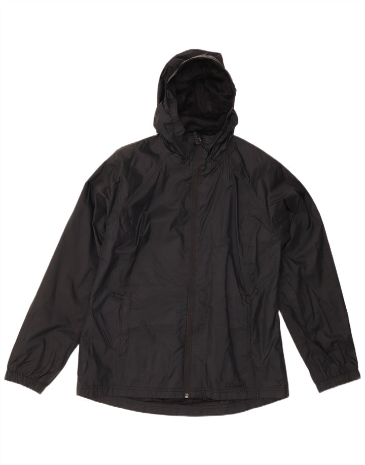 L.L.BEAN Chaqueta impermeable con capucha de gran tamaño para mujer UK 10 Small Black Nylon