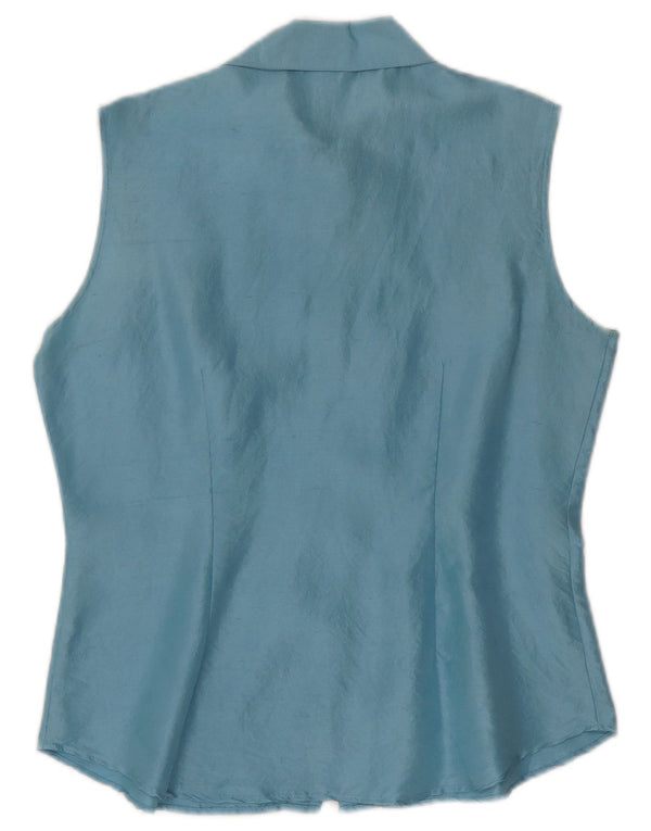Project Blusa sin mangas para mujer UK 10 Small Blue Silk