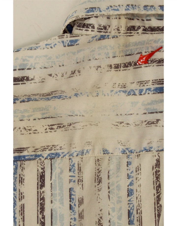 VINTAGE Mens Shirt Medium White Striped Cotton Vintage Vintage and Second-Hand Vintage from Messina Hembry 