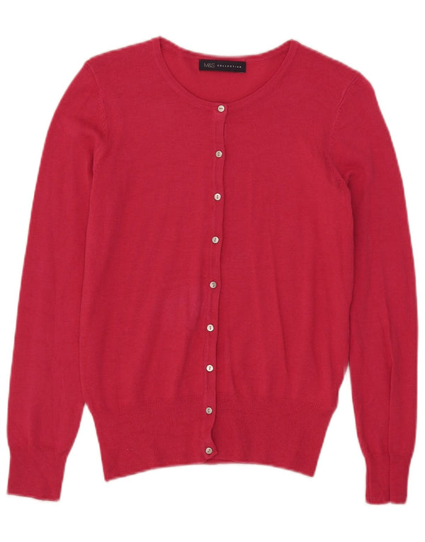 Marks & Spencer Suéter tipo cárdigan para mujer UK 8 Small Viscosa rosa