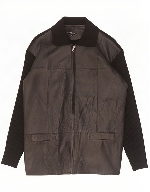 Vintage chaqueta de cuero para hombre Reino Unido 42 XL bloque de color negro