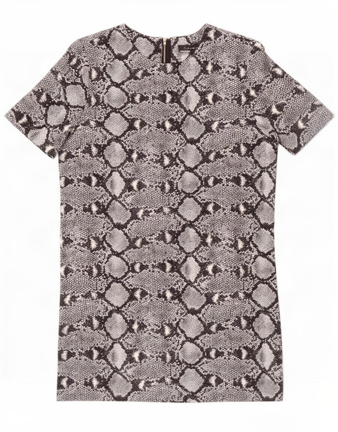 Zara Vestido recto para mujer, talla 40, estampado animal gris pequeño
