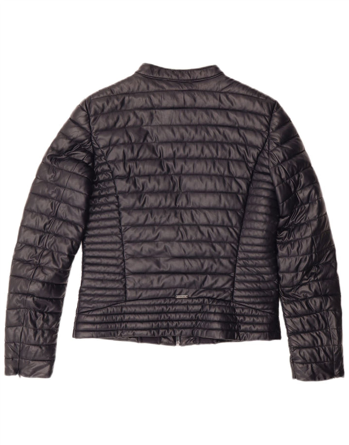 GUESS Chaqueta acolchada para mujer UK 14 Medium Azul marino Poliuretano