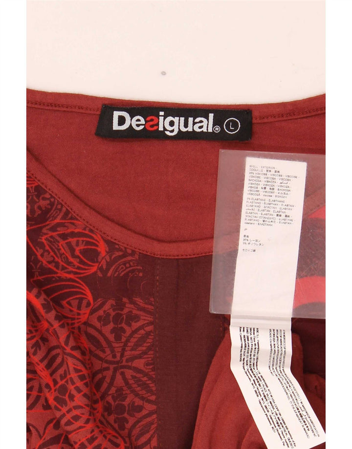 Desigual - Blusa con estampado abstracto para mujer, talla 40, talla grande, viscosa roja
