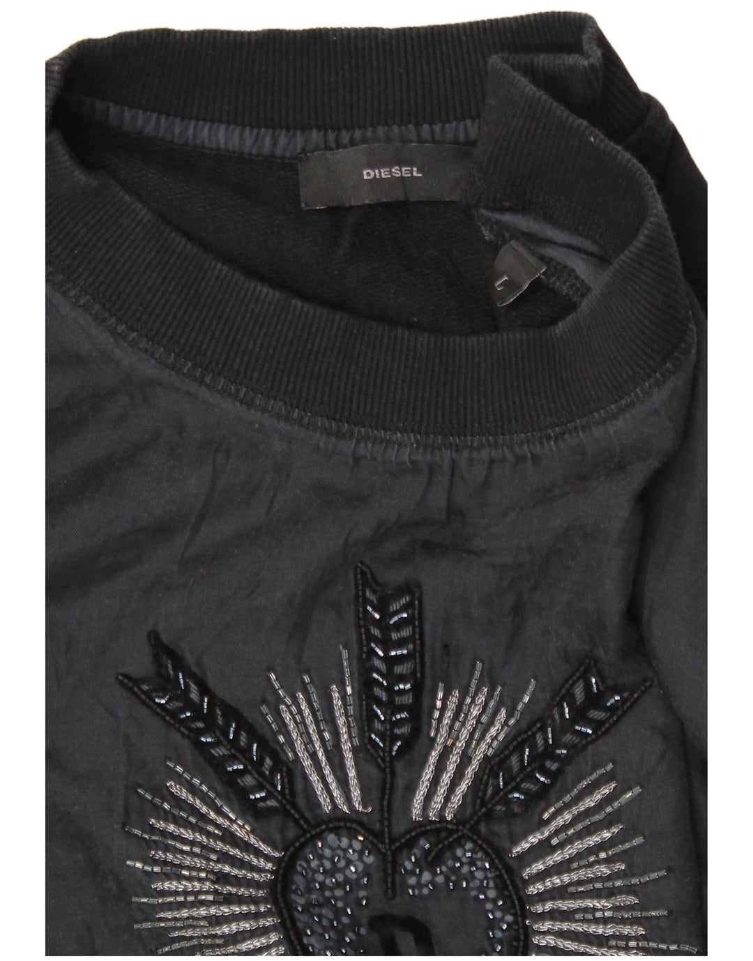 Diesel Mujer Sudadera Gráfica Jumper UK 40 Grande Negro