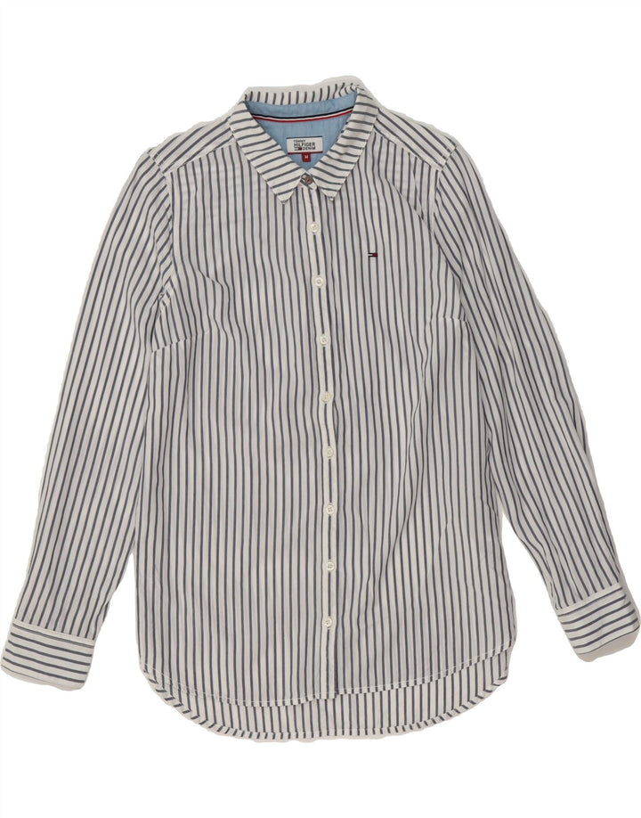 TOMMY HILFIGER Womens Shirt UK 14 Medium Blue Striped Lyocell Vintage Tommy Hilfiger and Second-Hand Tommy Hilfiger from Messina Hembry 