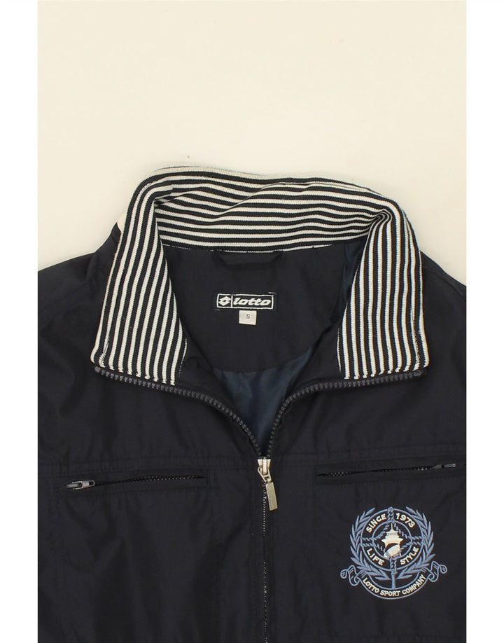 LOTTO Mens Bomber Jacket UK 36 Small Navy Blue Colourblock Vintage Lotto and Second-Hand Lotto from Messina Hembry 