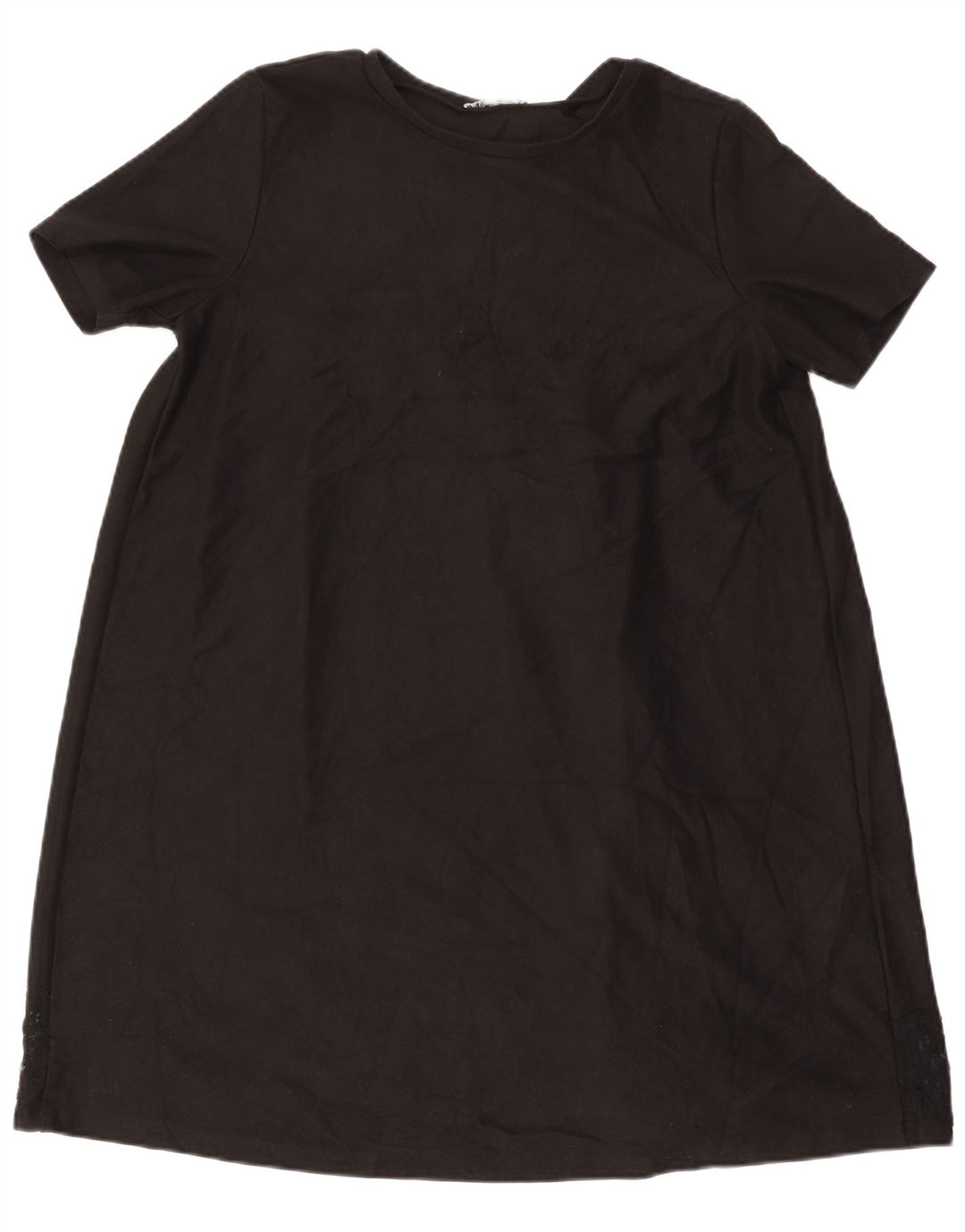 ZARA Mujer Vestido Acampanado UK 46 Grande Poliéster Floral Negro