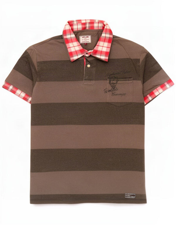 Jack & Jones Polo de rugby para hombre, talla grande, gris, a rayas