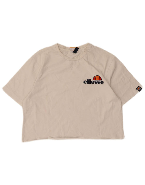 Ellesse Camiseta corta gráfica para mujer UK 10 Small White